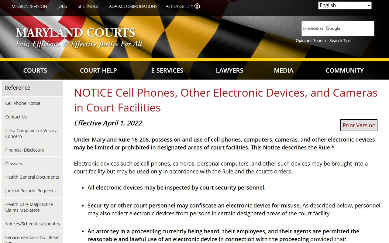 Allegany County court dockets Maryland Judiciary cell phone notice