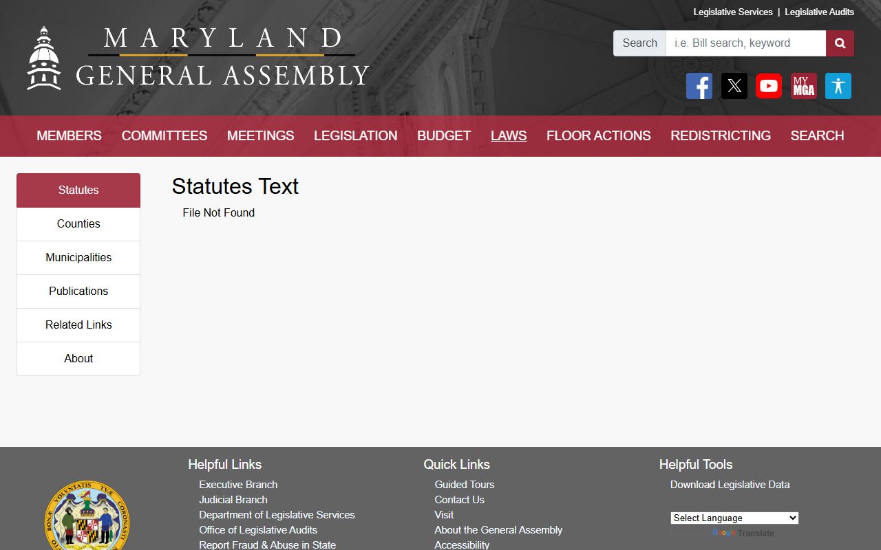 Allegany County court records Maryland General Assembly statute lookup