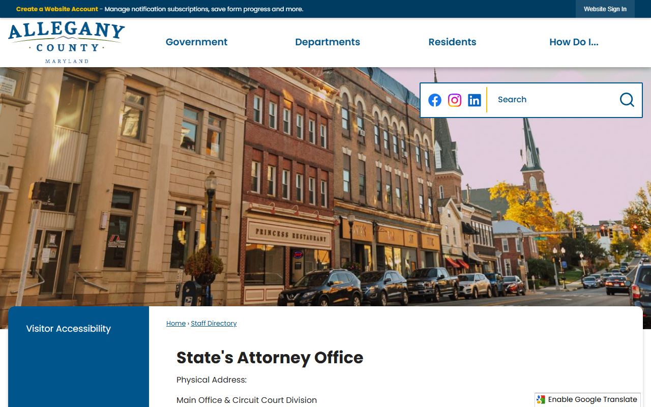 Allegany County criminal court records State's Attorney office directory