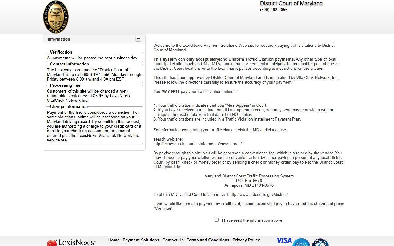 Allegany County Circuit Court and District Court traffic payment access