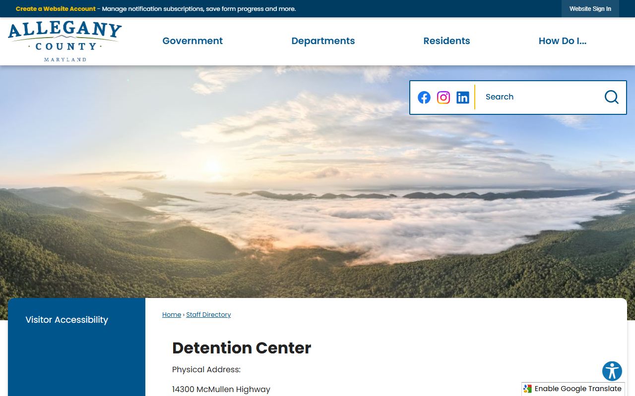 Allegany County inmate records detention center directory